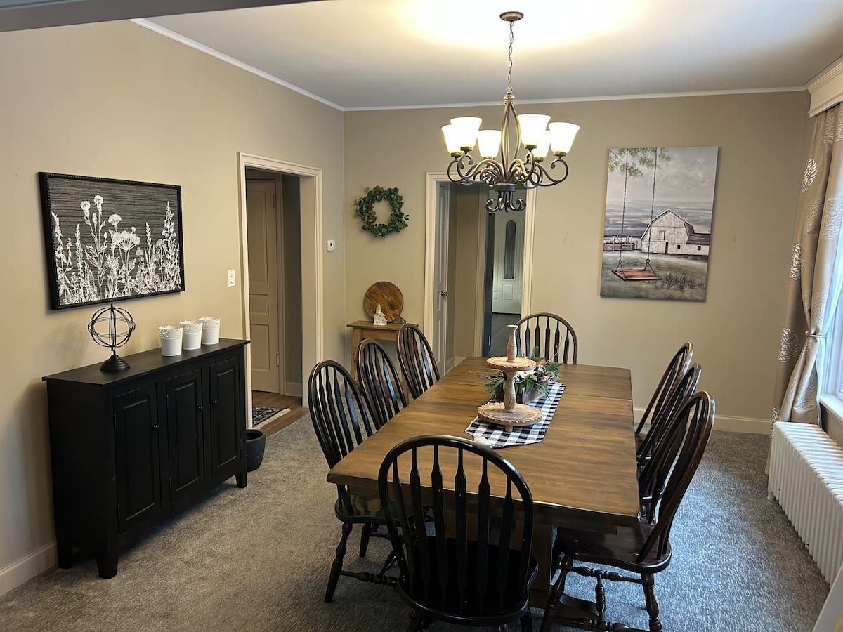 House dining room with a long wooden table